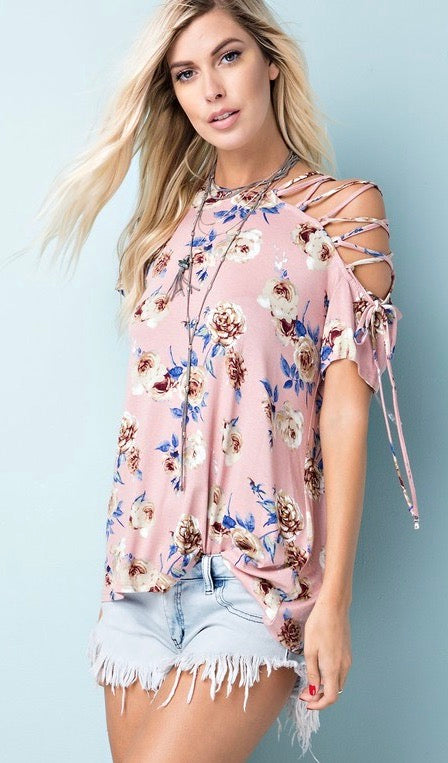 All Tied Up Top   MAUVE FLORAL