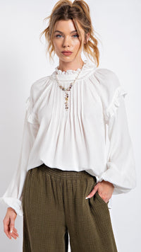 Tayla Textured Crepe Blouse Top Off White