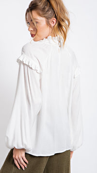 Tayla Textured Crepe Blouse Top Off White