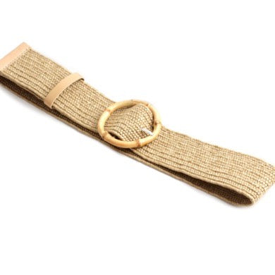 Woven Belt Circle Bamboo Buckle Taupe