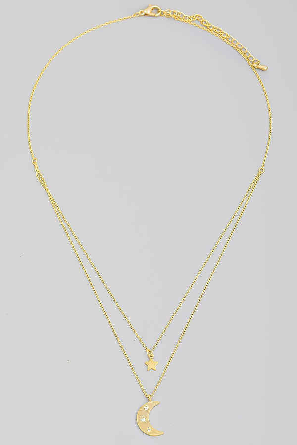 FMN169 Sun Moon Necklace Gold