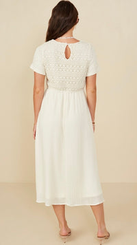 Eden Crochet Top Midi Dress Oat