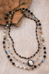 Layered Rosary Beaded Necklace