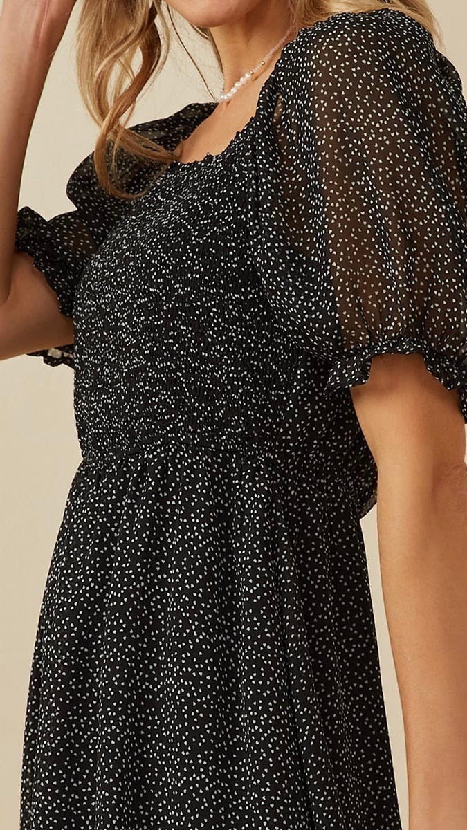 Darla Dot Mini Dress Black