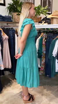 Florence Flutter Sleeve Dress Jade