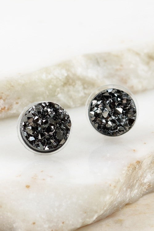 UBS041 Round Druzy Hematite