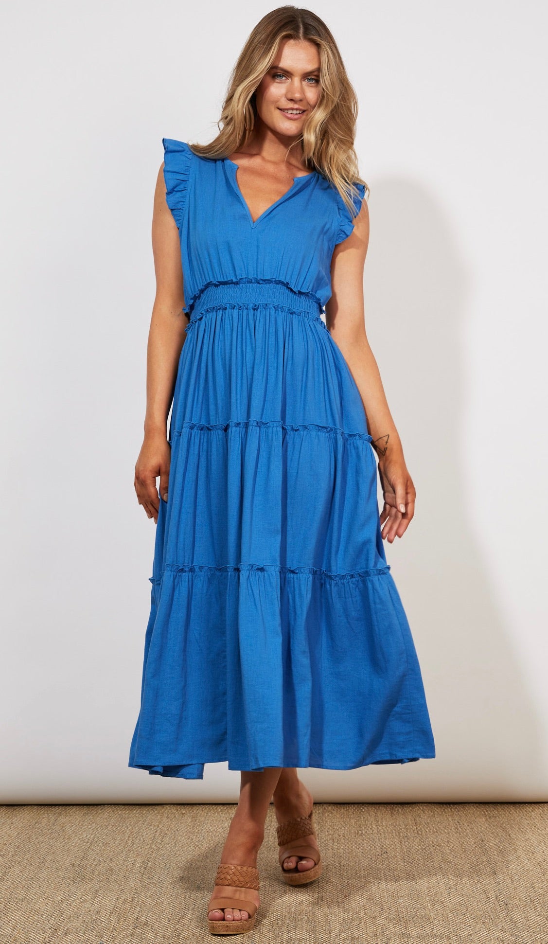 Tanna Frill Dress Cobalt