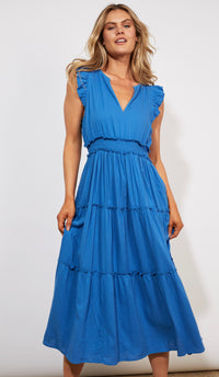 Tanna Frill Dress Cobalt