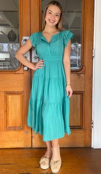 Florence Flutter Sleeve Dress Jade