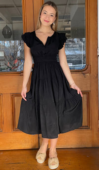 Florence Flutter Sleeve Dress Black