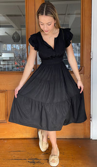 Florence Flutter Sleeve Dress Black