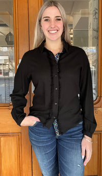 Lindsay Linen Button Down Blouse Black