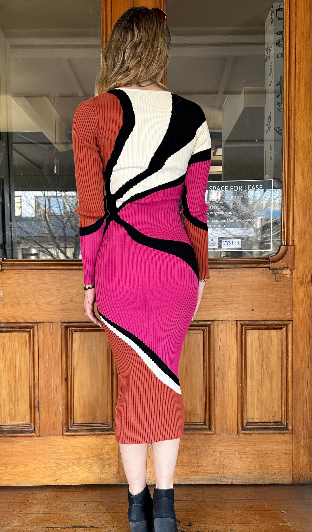 Lorna Knit Midi Dress Abstract Print