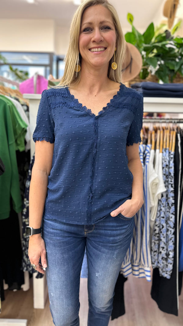 Amara Lace Top Navy