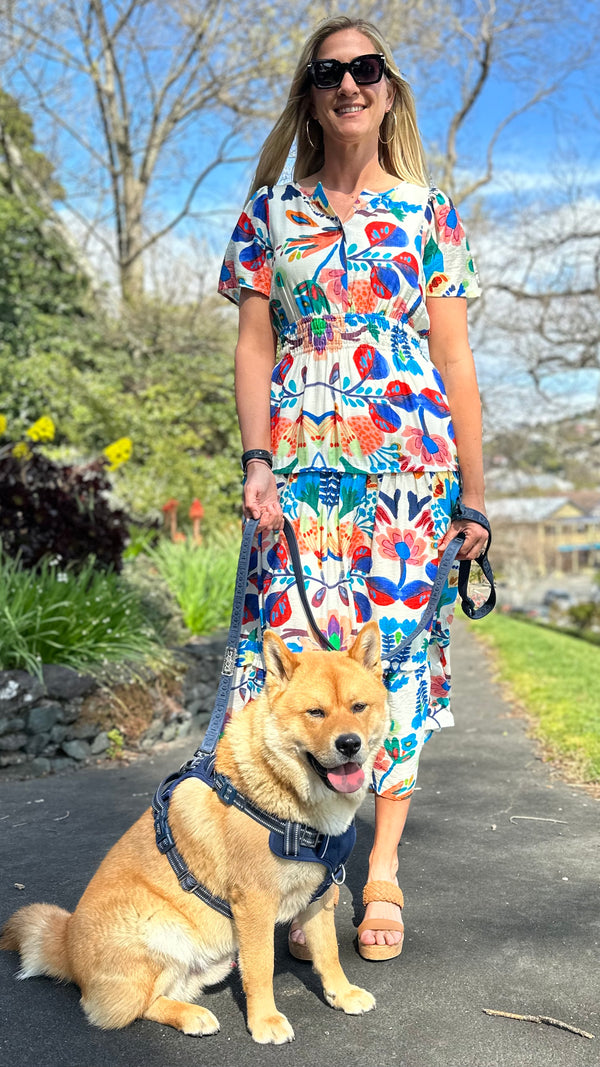 Tilly Tiered Midi Dress Royal Print