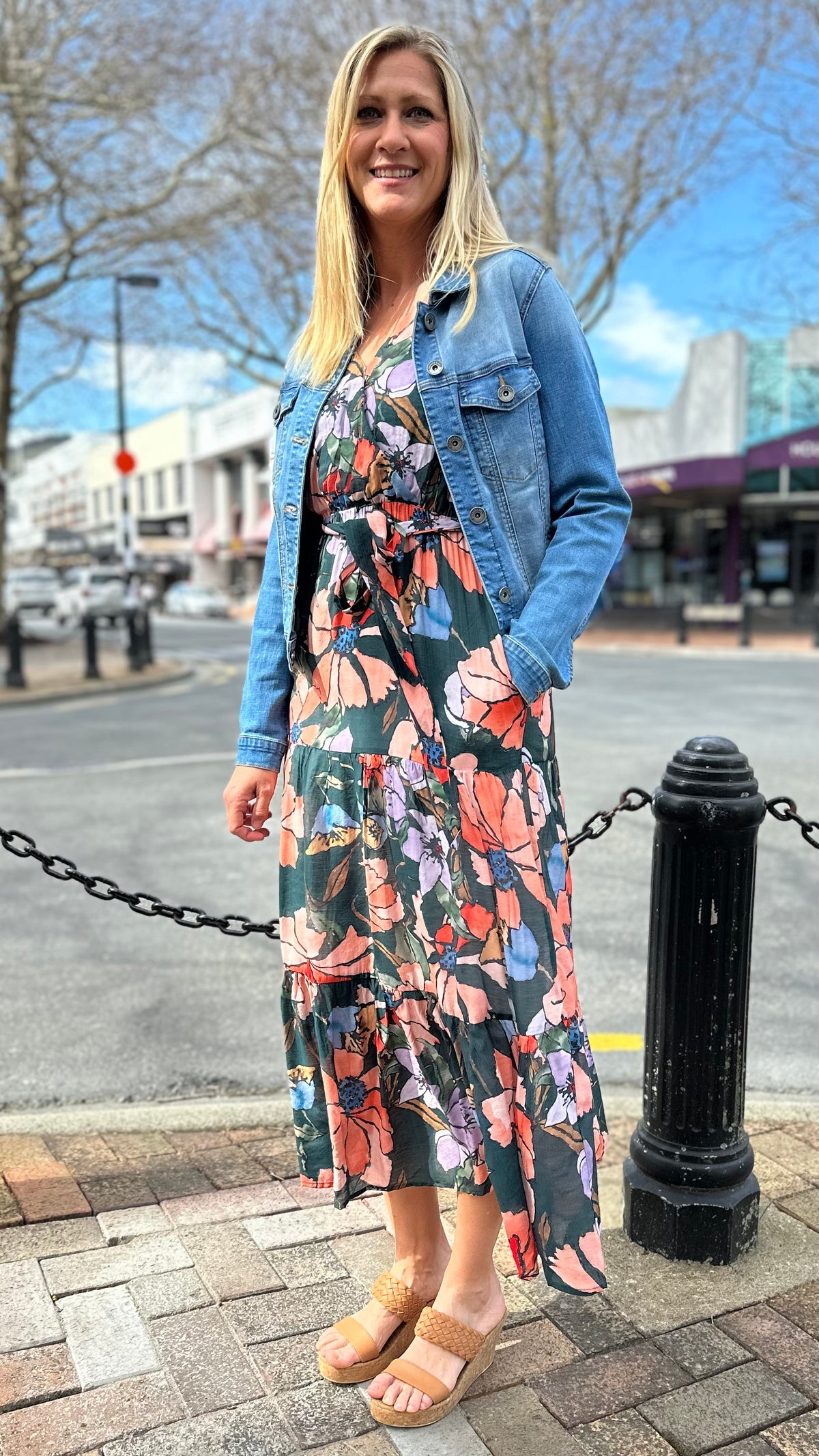 Thea Tie Waist Floral Maxi Dress