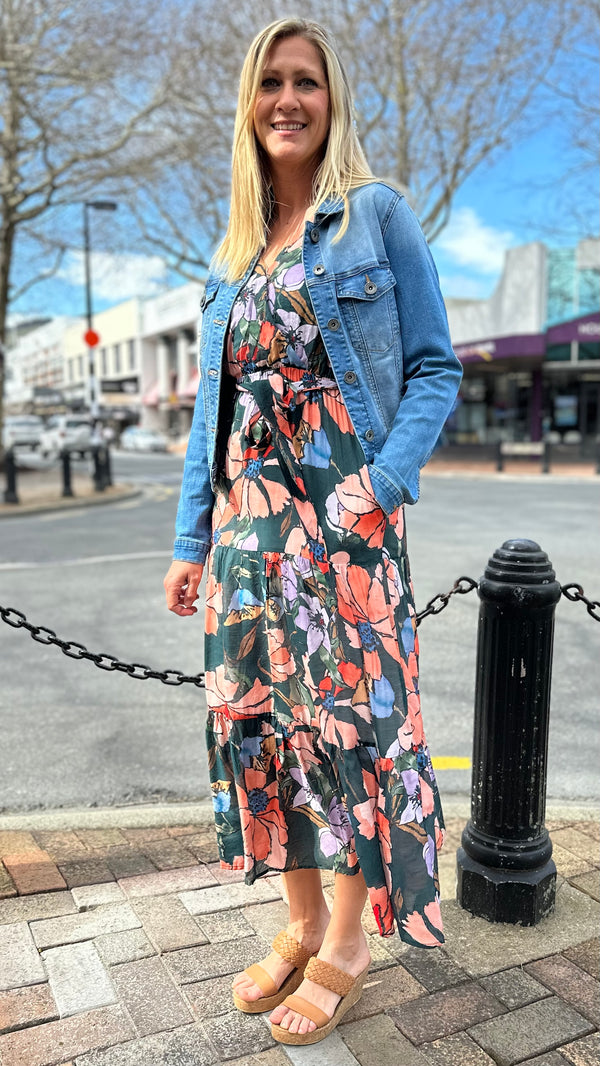 Thea Tie Waist Floral Maxi Dress