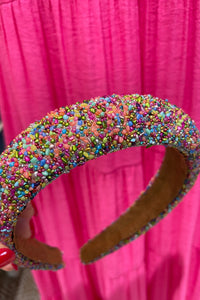 HA040 Confetti Headband Bead Pink