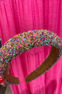 HA040 Confetti Headband Bead Pink