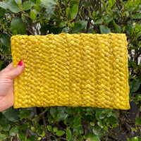 Bag027 Jute Rata Clutch Yellow