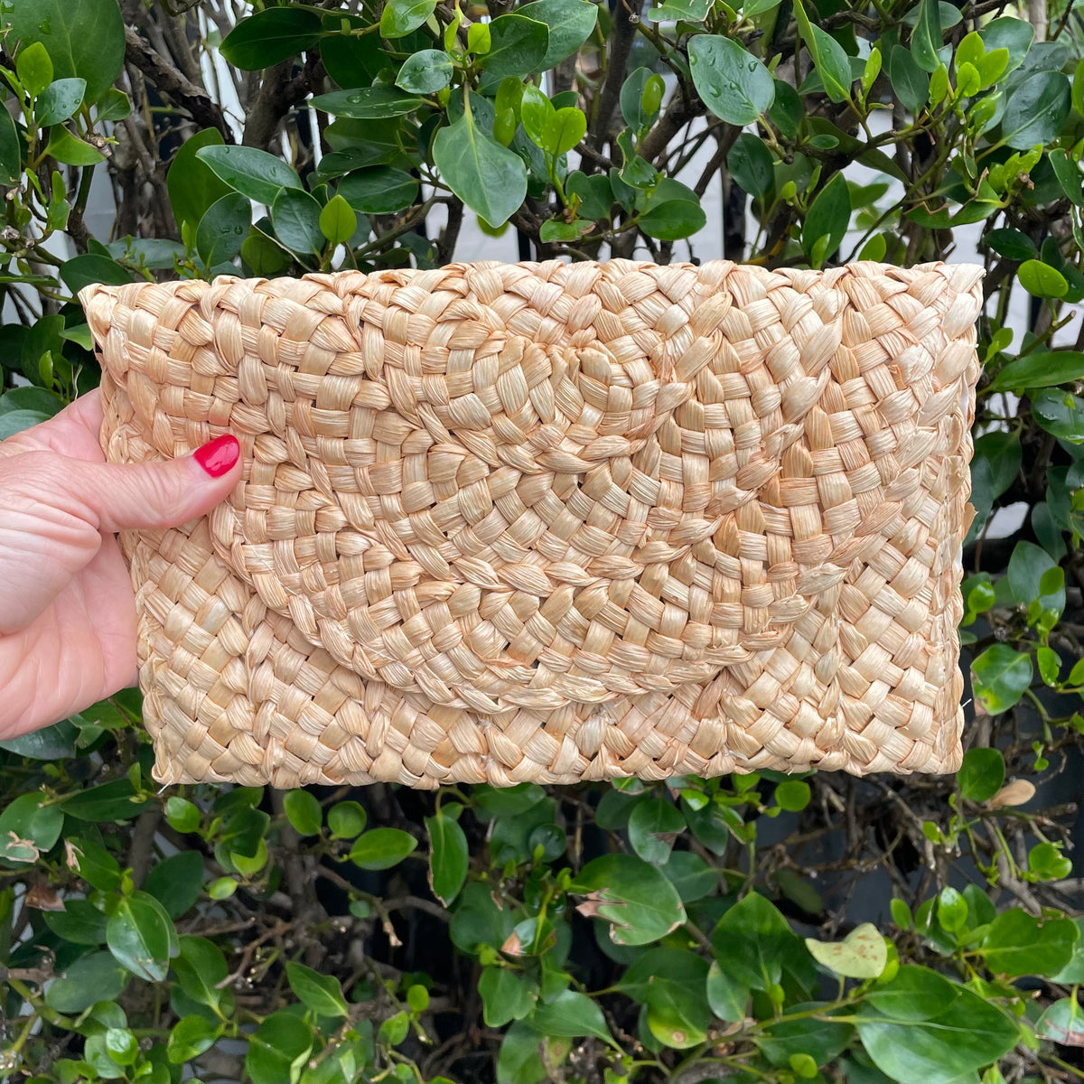 Bag027 Jute Rata Clutch Natural