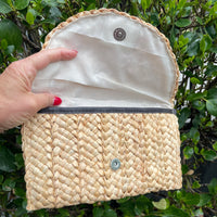 Bag027 Jute Rata Clutch Natural