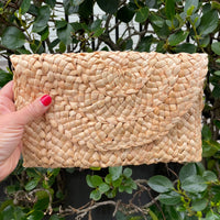 Bag027 Jute Rata Clutch Natural