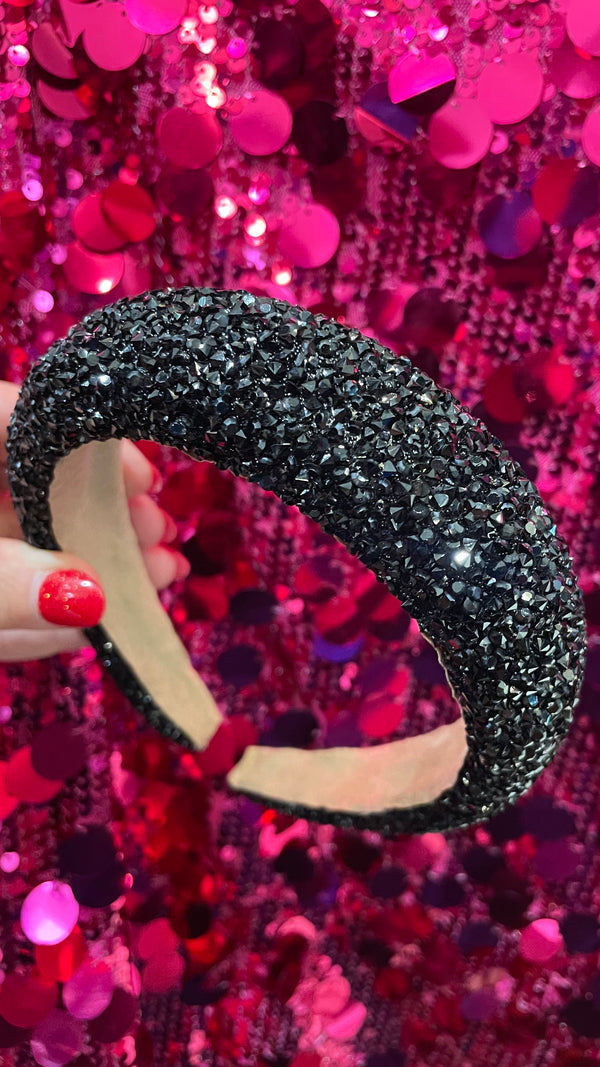 HA040 Confetti Headband Crystal Black