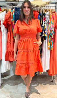 Tilly Tiered Dress Orange