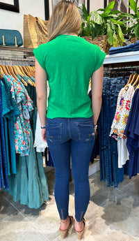 Ruby Rhinestone Top Kelly Green