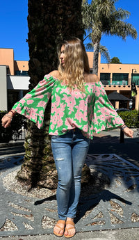 Tropic Bell Sleeve Top Green