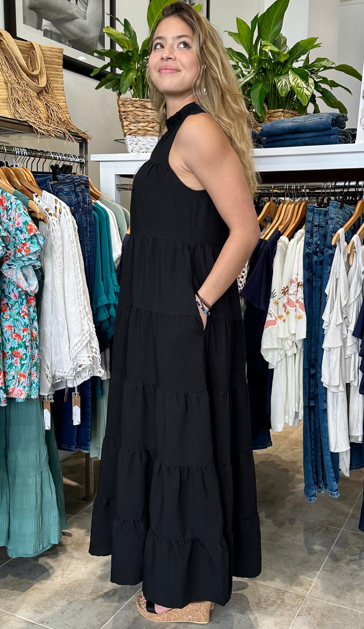 Julie Tiered Maxi Dress Black