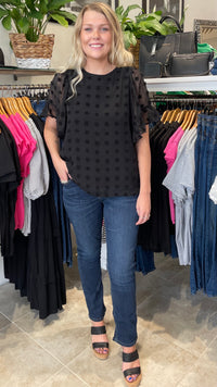 Libby Textured Dot Top Black