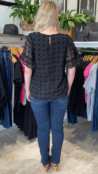 Libby Textured Dot Top Black