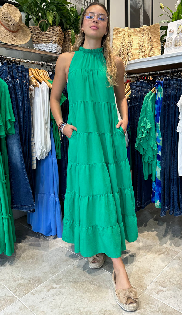 Julie Tiered Maxi Dress Kelly Green