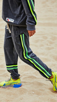 Retro 76 Velour Track Pant Charcoal