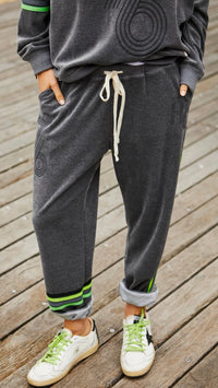 Retro 76 Velour Track Pant Charcoal