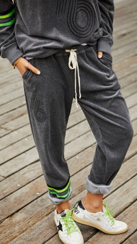 Retro 76 Velour Track Pant Charcoal