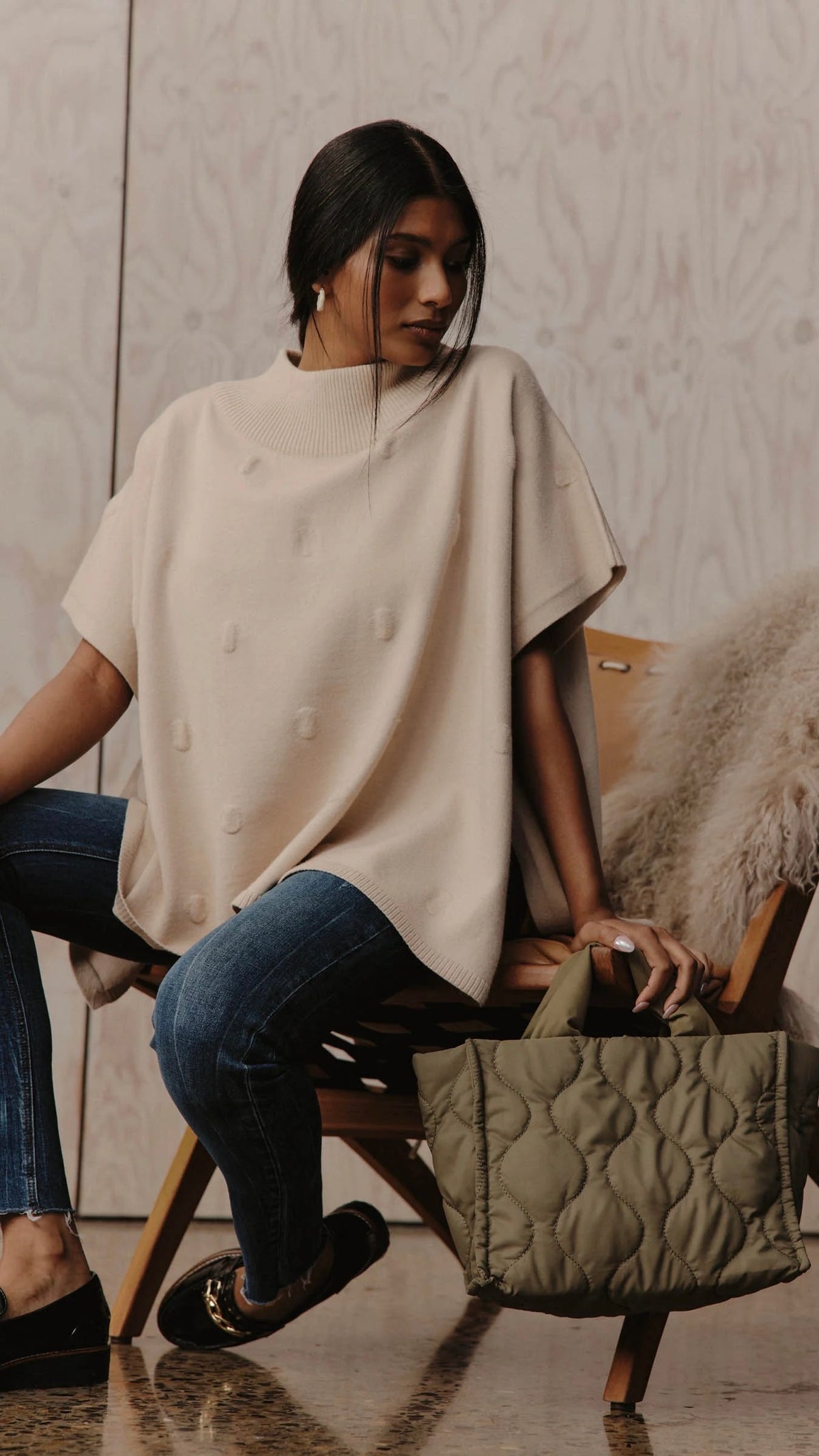 Masa Knit Poncho Ecru