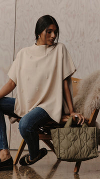 Masa Knit Poncho Ecru