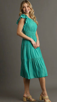 Florence Flutter Sleeve Dress Jade