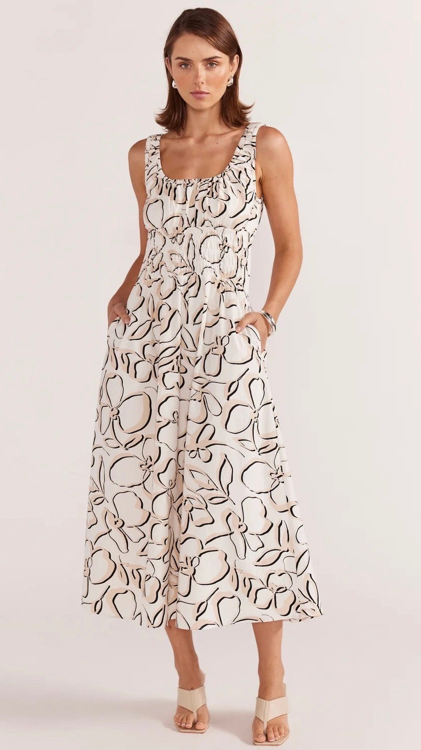 Amina Shirred Midi Dress