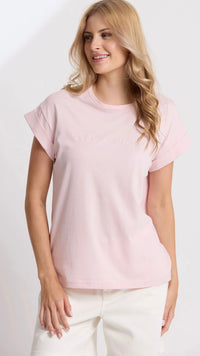 Cuff Tee Pink Tulle Embroidered Logo