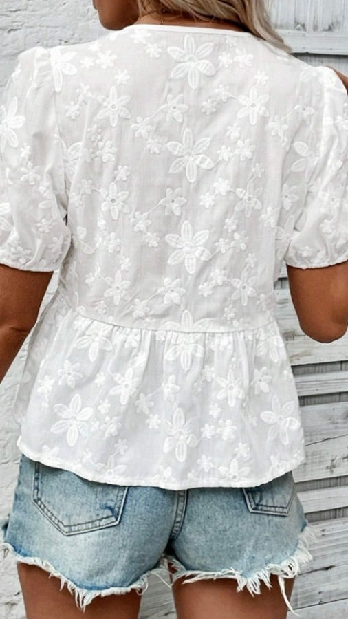 Tie Front Top White Floral