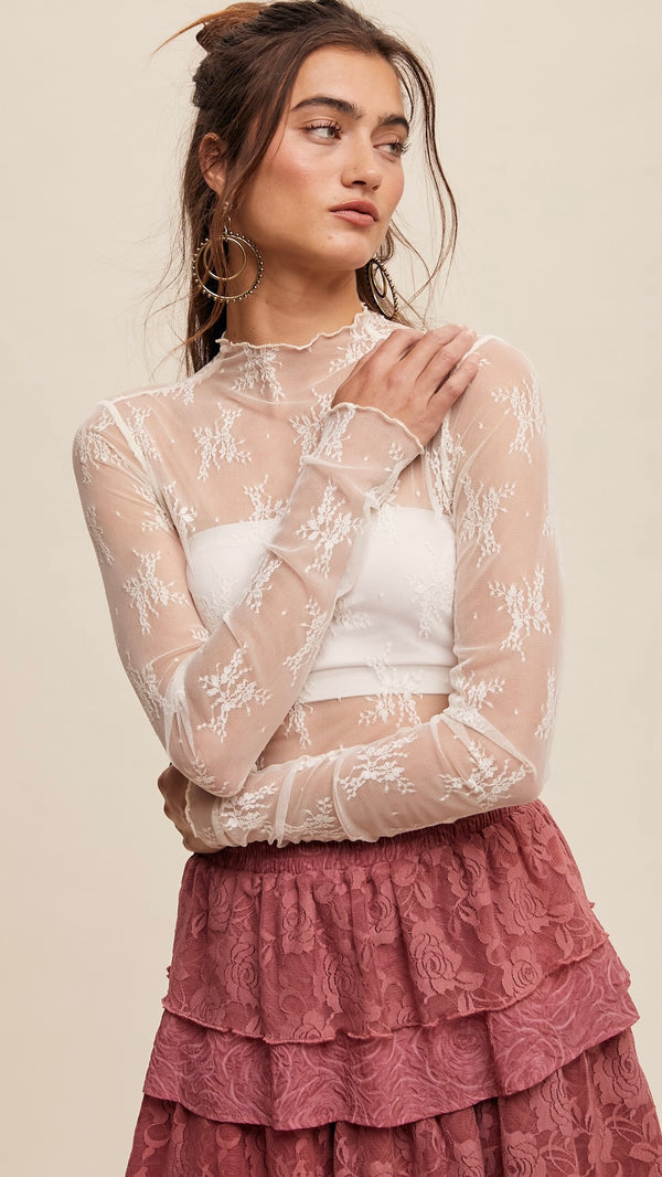 Emma Lace Layering top white
