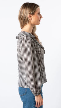 Keaton Blouse Houndstooth Black White