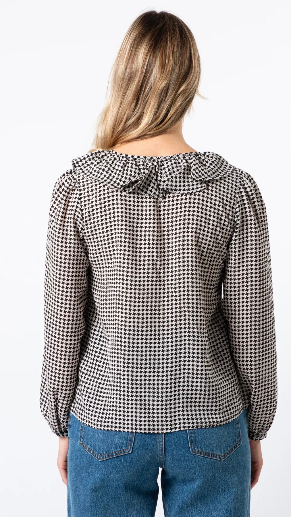 Keaton Blouse Houndstooth Black White