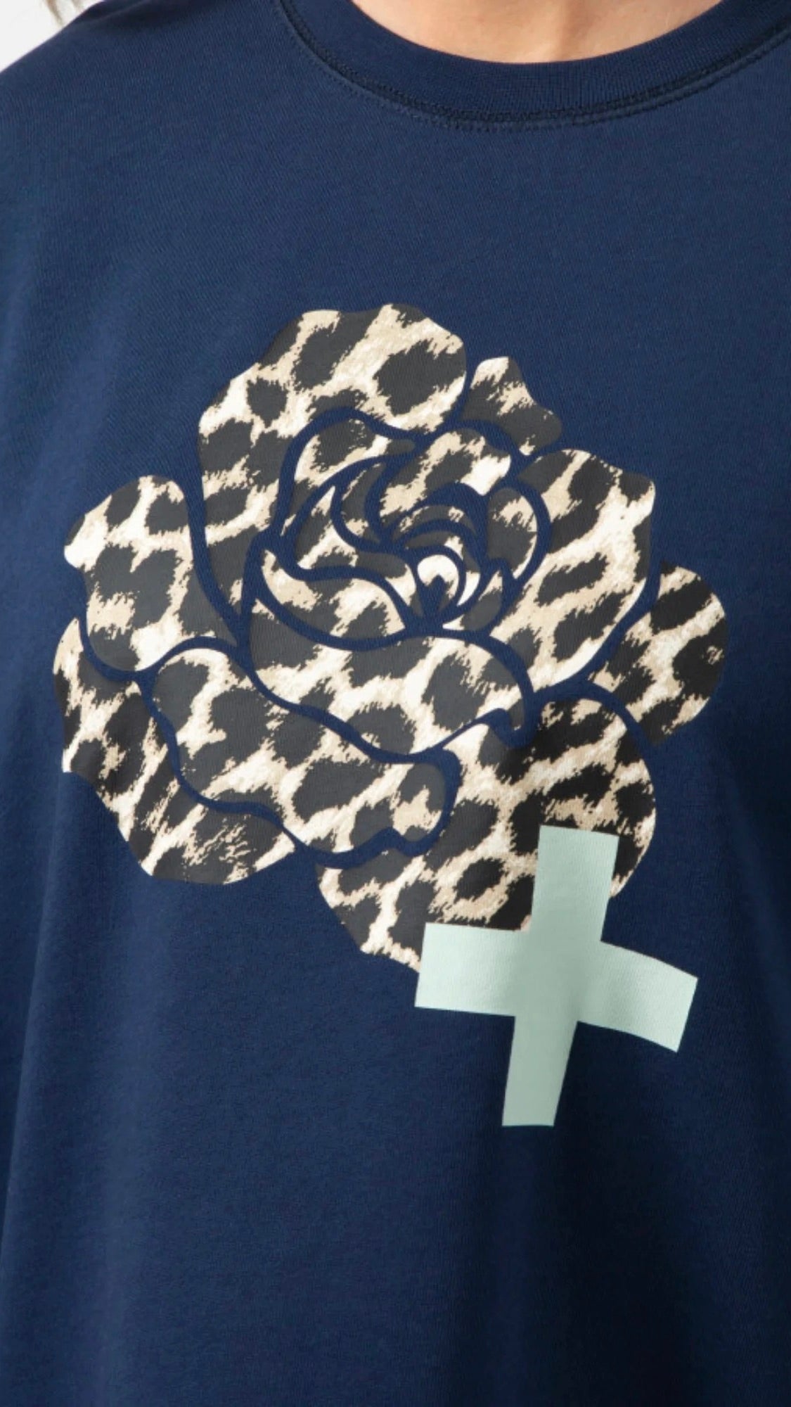 Sunday Sweater Navy Leopard Rose
