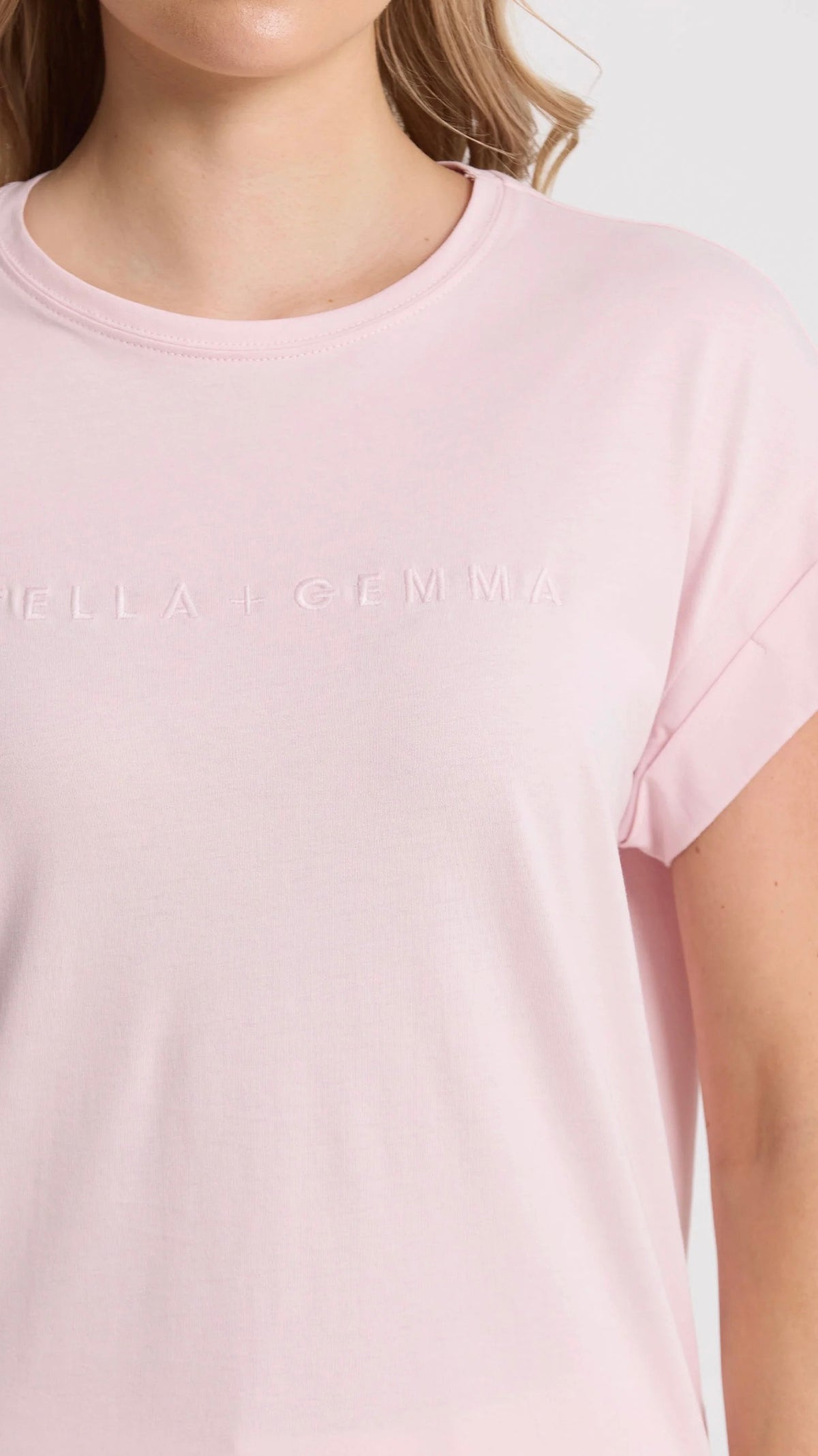 Cuff Tee Pink Tulle Embroidered Logo