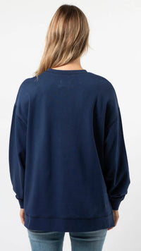 Sunday Sweater Navy Leopard Rose
